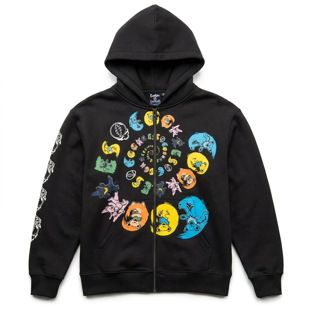 Cookies X Grateful Dead- Spiral Bears Zip Front Hoodie