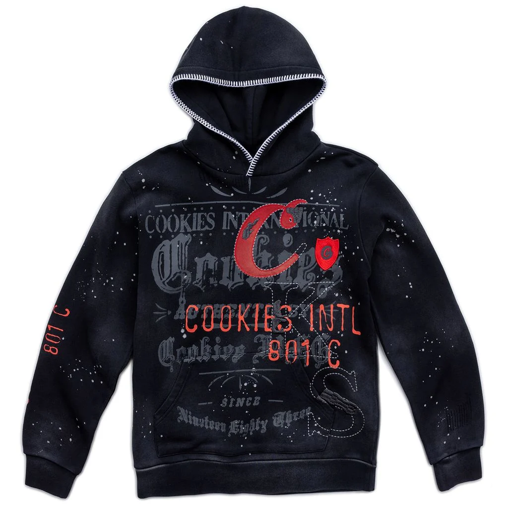 Gold Rush Distressed and Splattered Pullover Hoodie